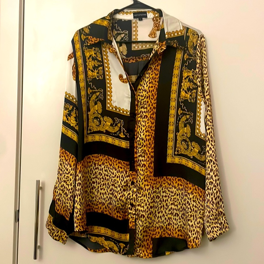 Baroque print silk shirt